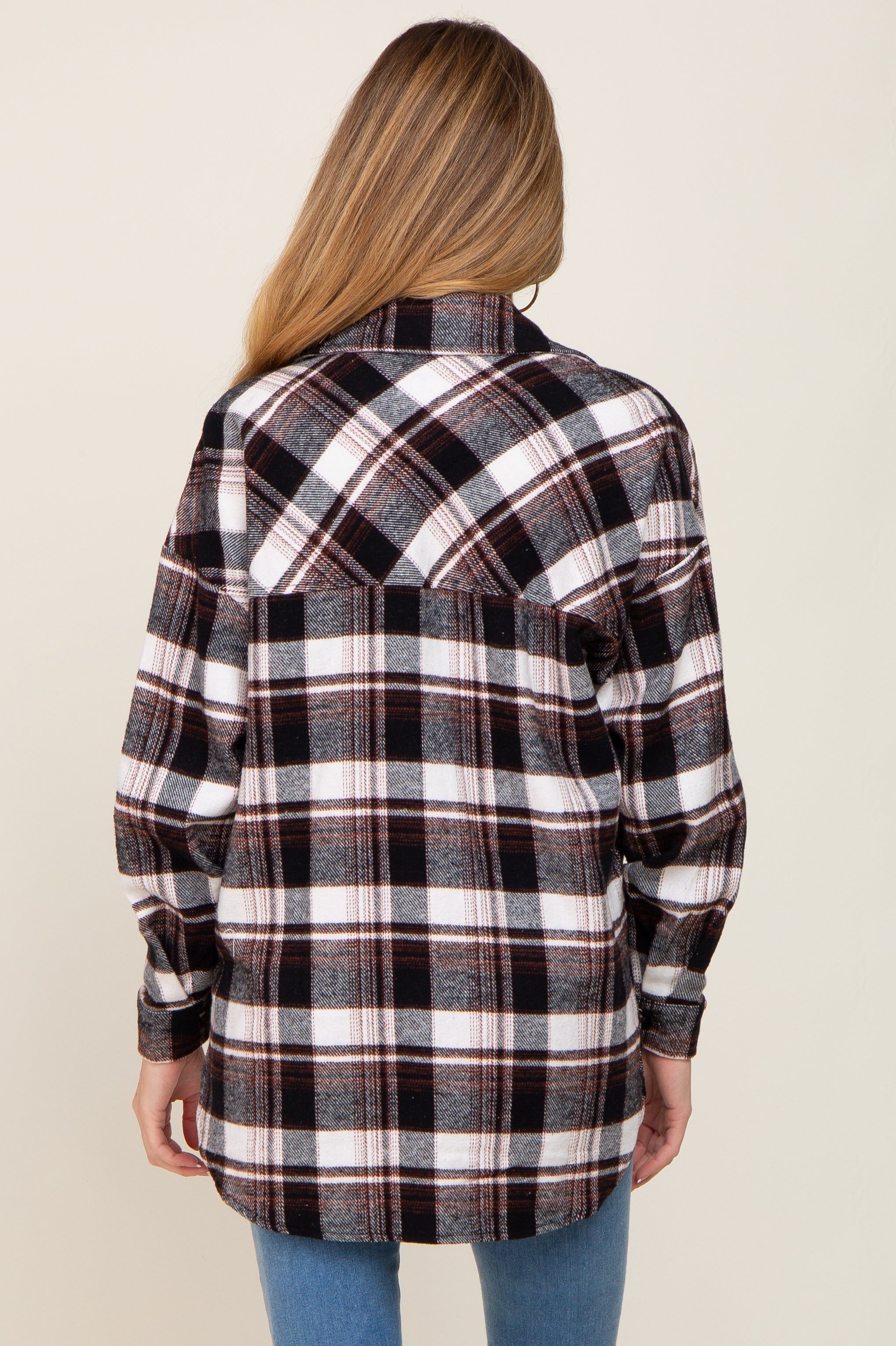 Black Plaid Maternity Shirt Jacket sold by Pinkblush product image thumbnail 3