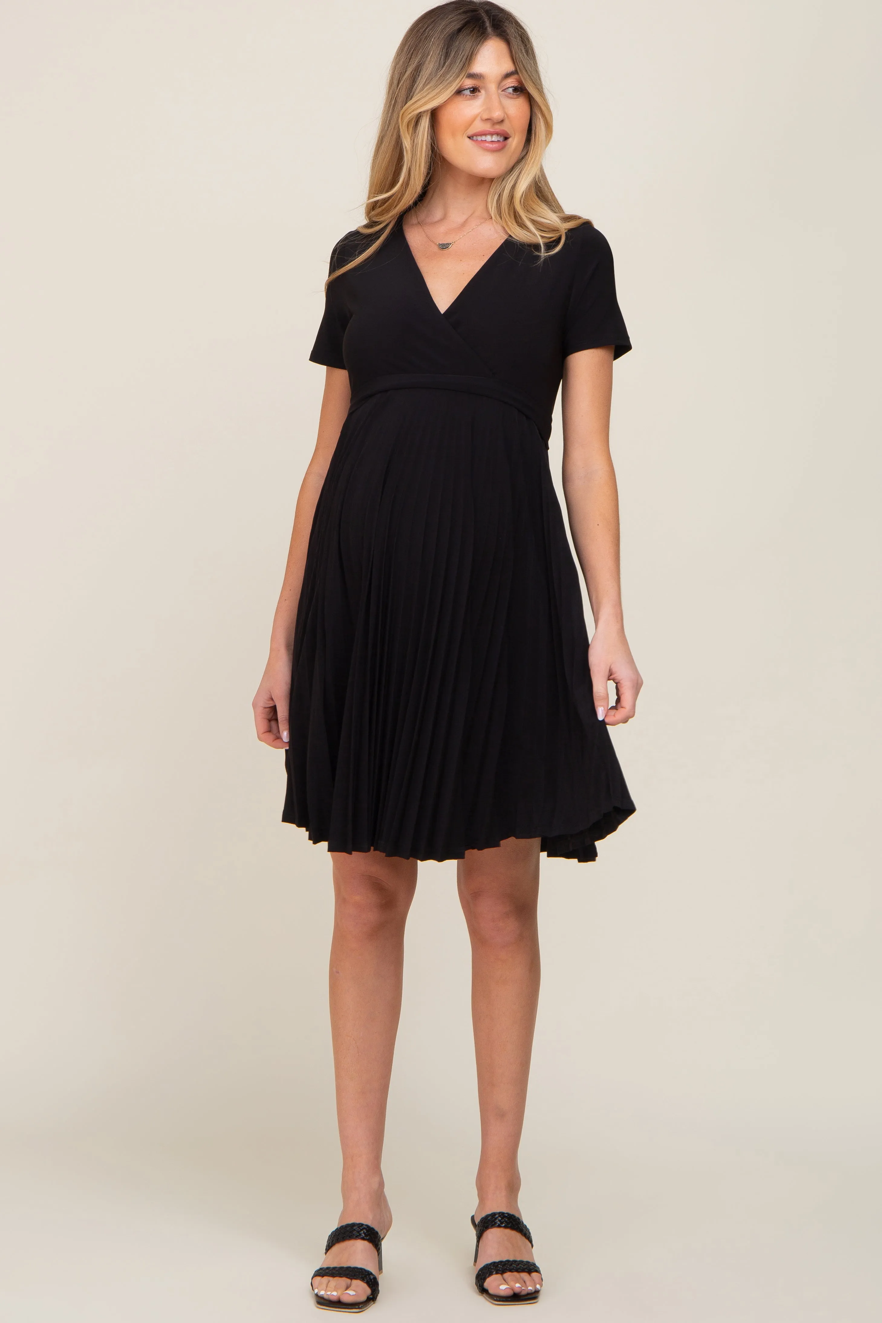 Black Pleated Maternity/Nursing Dress sold by Pinkblush product image thumbnail 4