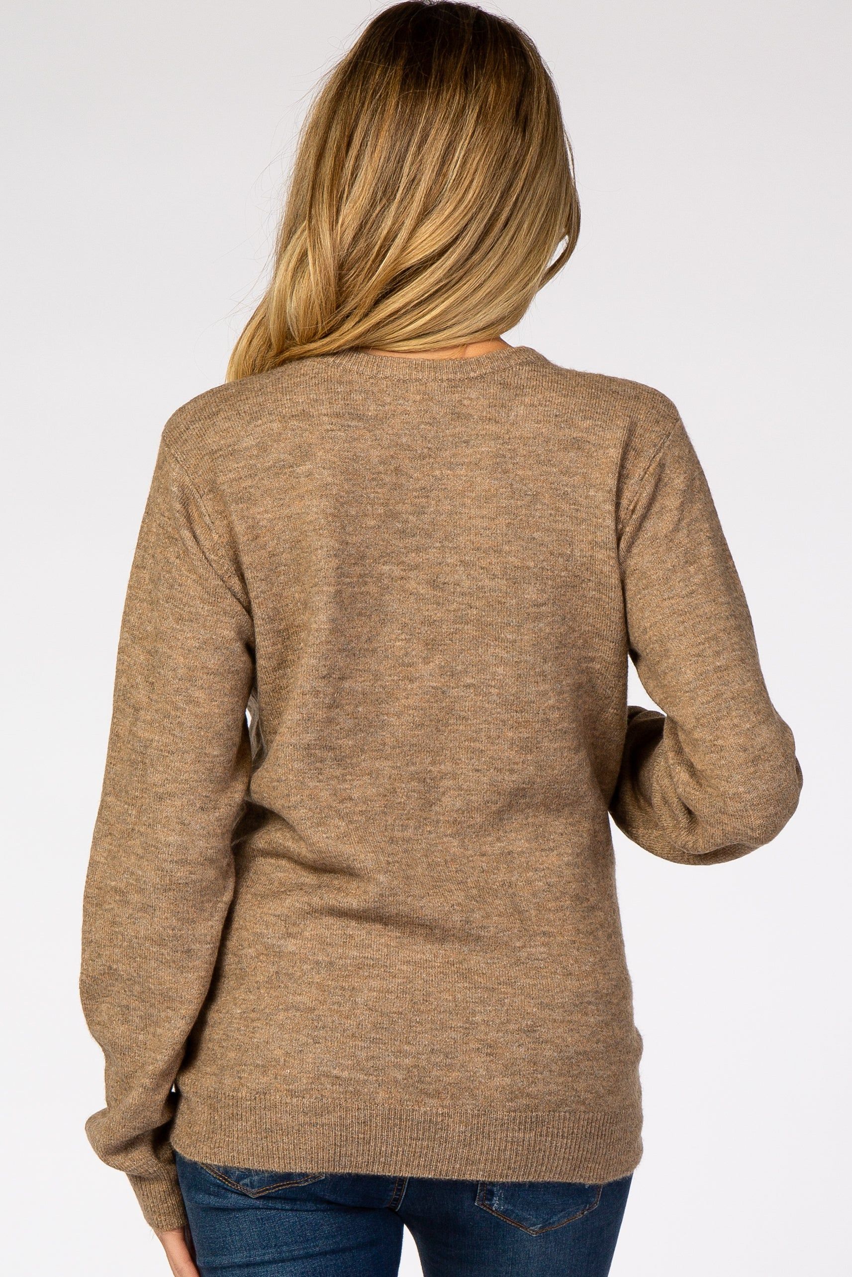 Mocha Brushed Knit Maternity Sweater sold by Pinkblush product image thumbnail 3