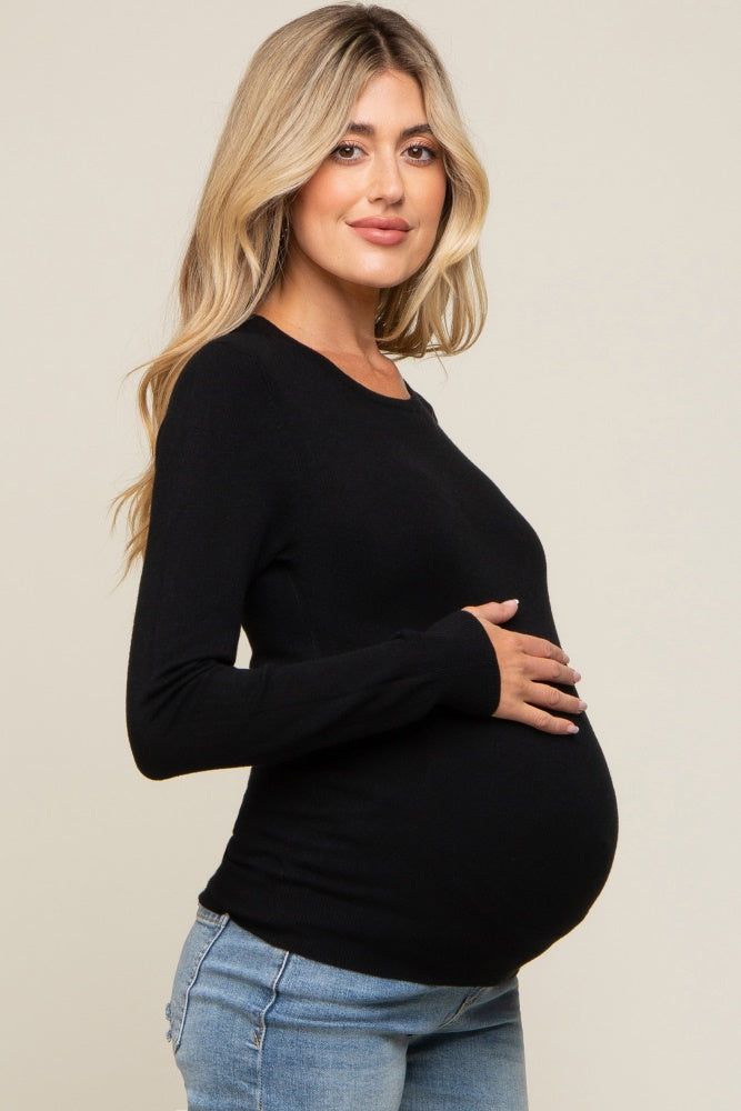 Black Knit Long Sleeve Maternity Top sold by Pinkblush product image thumbnail 2
