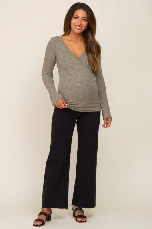 Black Raw Hem Wide Leg Maternity Jeans sold by Pinkblush