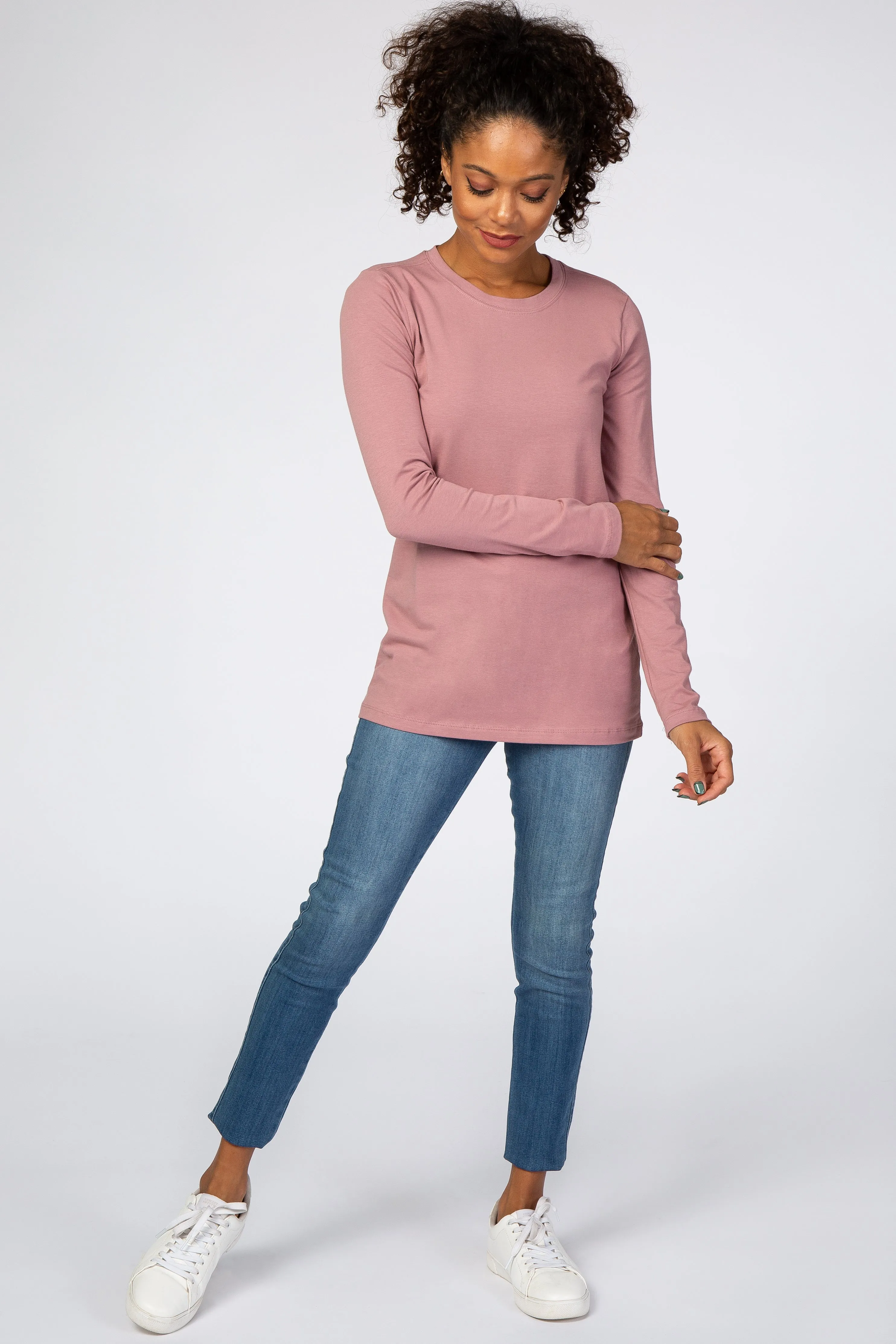 Light Pink Fitted Long Sleeve Tee sold by Pinkblush