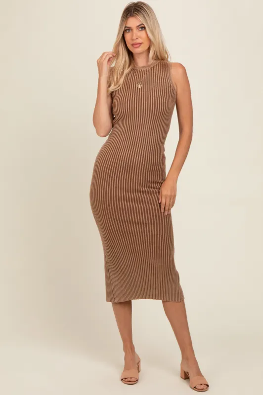 Mocha Vintage Wash Ribbed Cutout Dress sold by Pinkblush