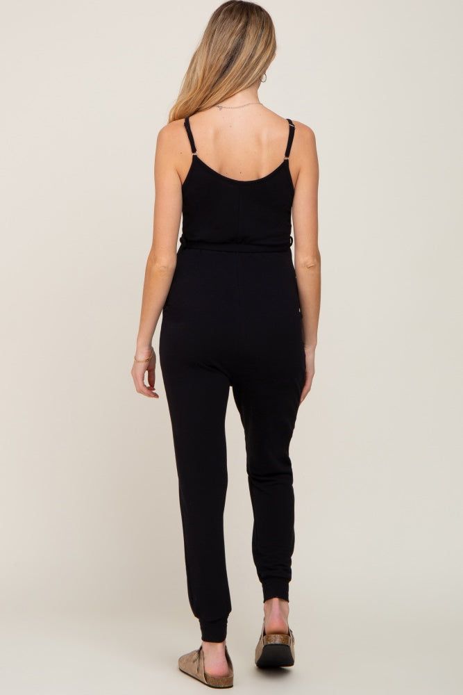 Black Sash Tie Maternity Jumpsuit sold by Pinkblush product image thumbnail 3