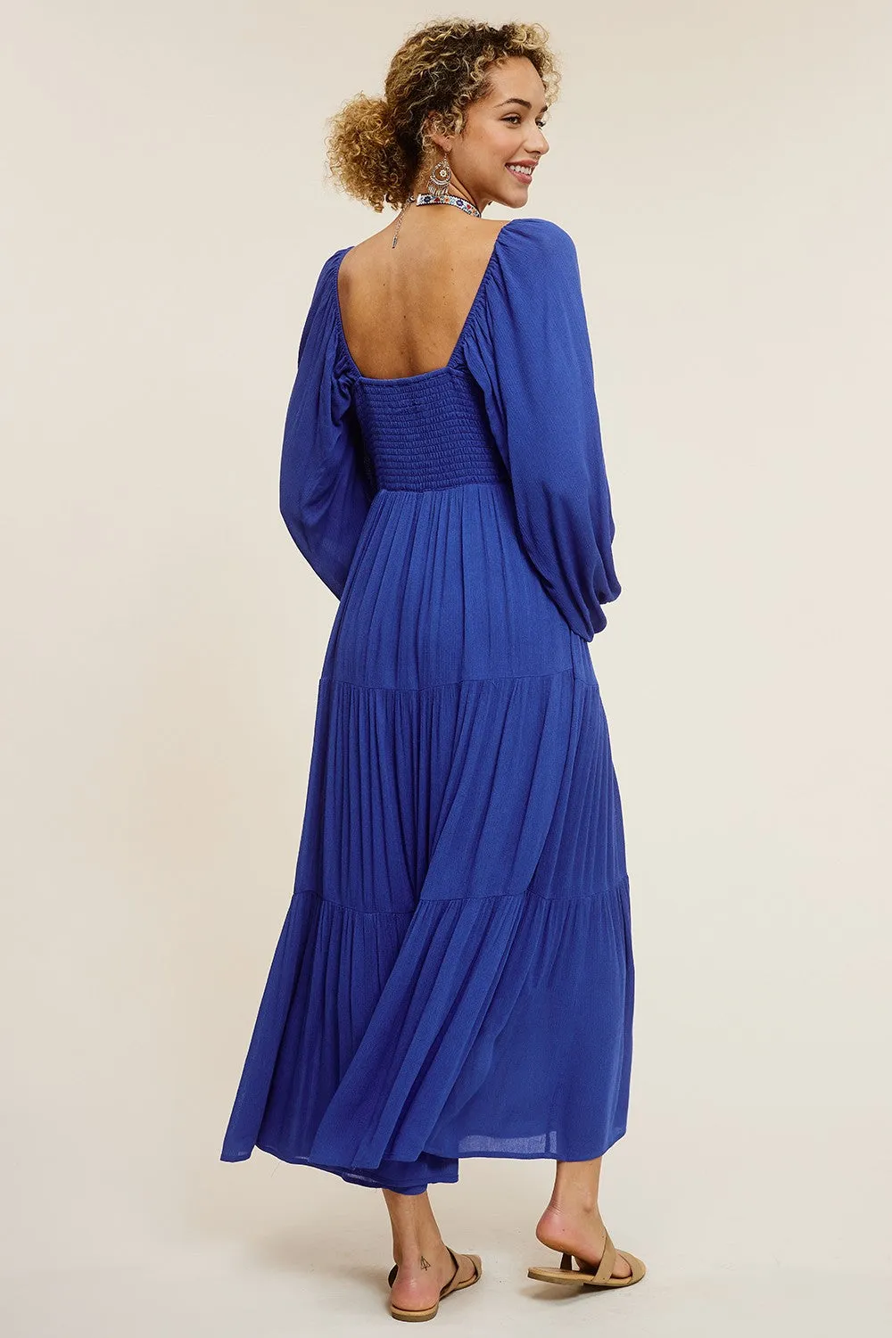 Royal Blue Tiered Midi Dress sold by Pinkblush product image thumbnail 2