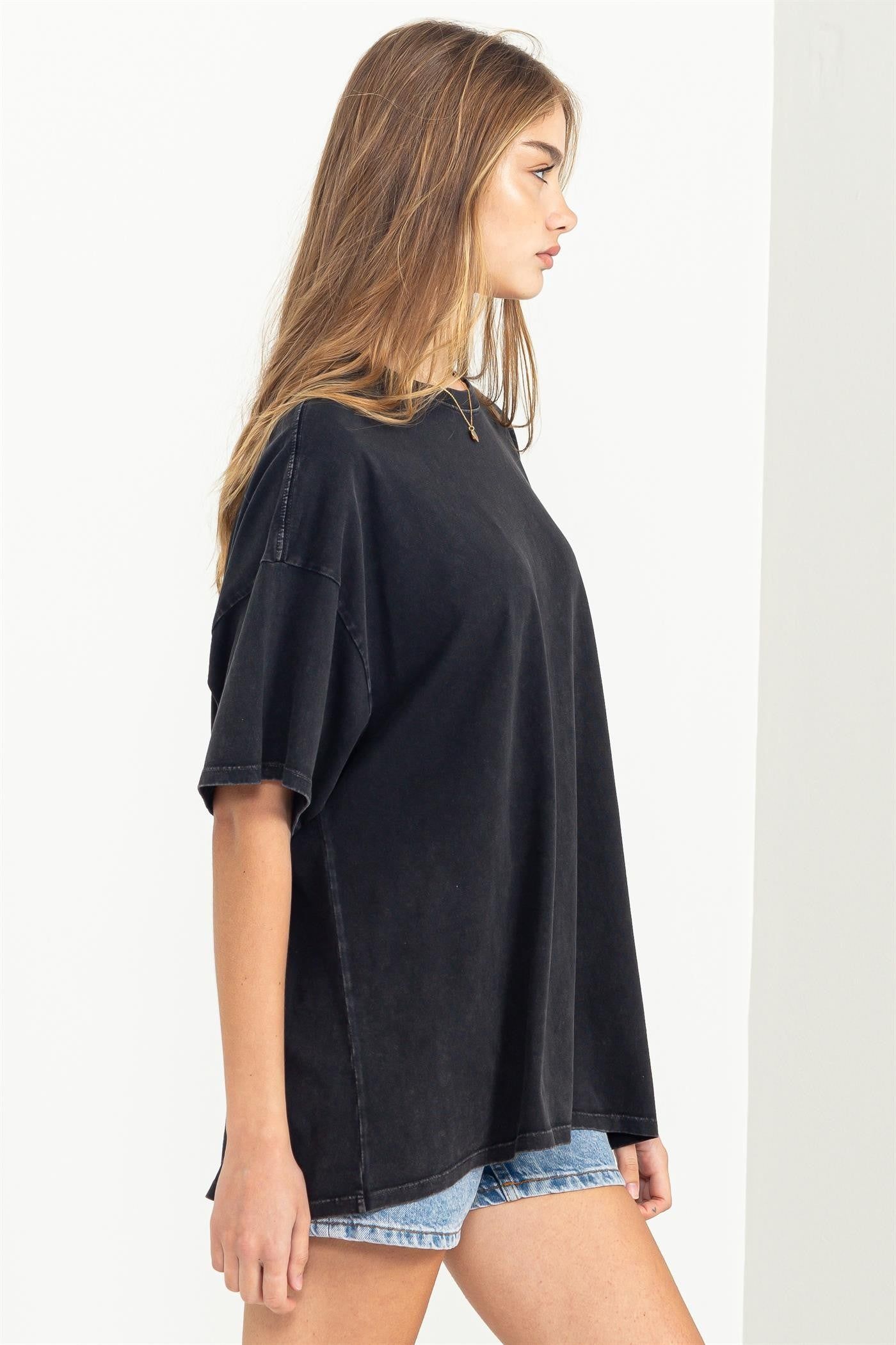 Black Faded Oversized T-Shirt sold by Pinkblush product image thumbnail 2