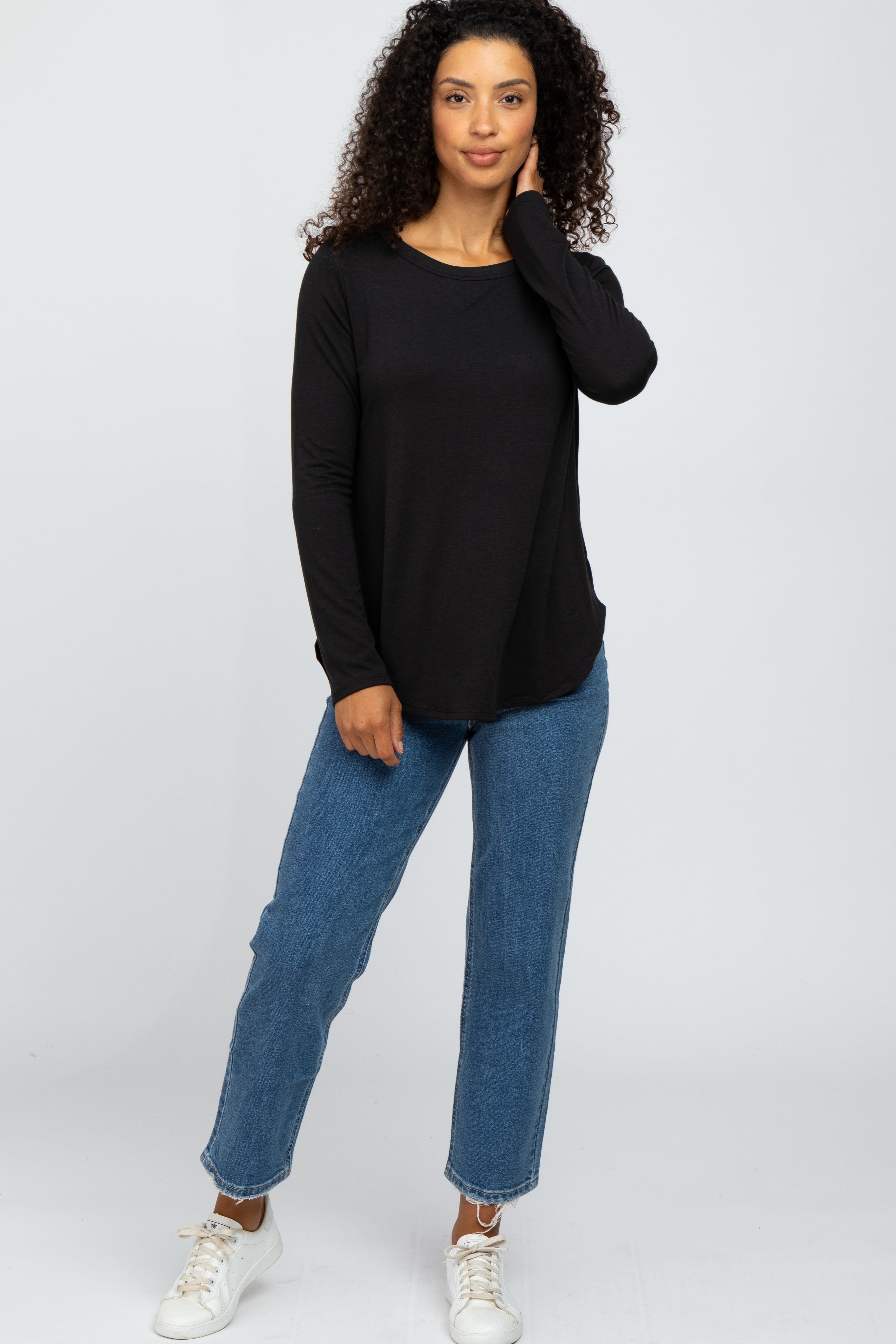 Black Basic Long Sleeve Top sold by Pinkblush product image thumbnail 4