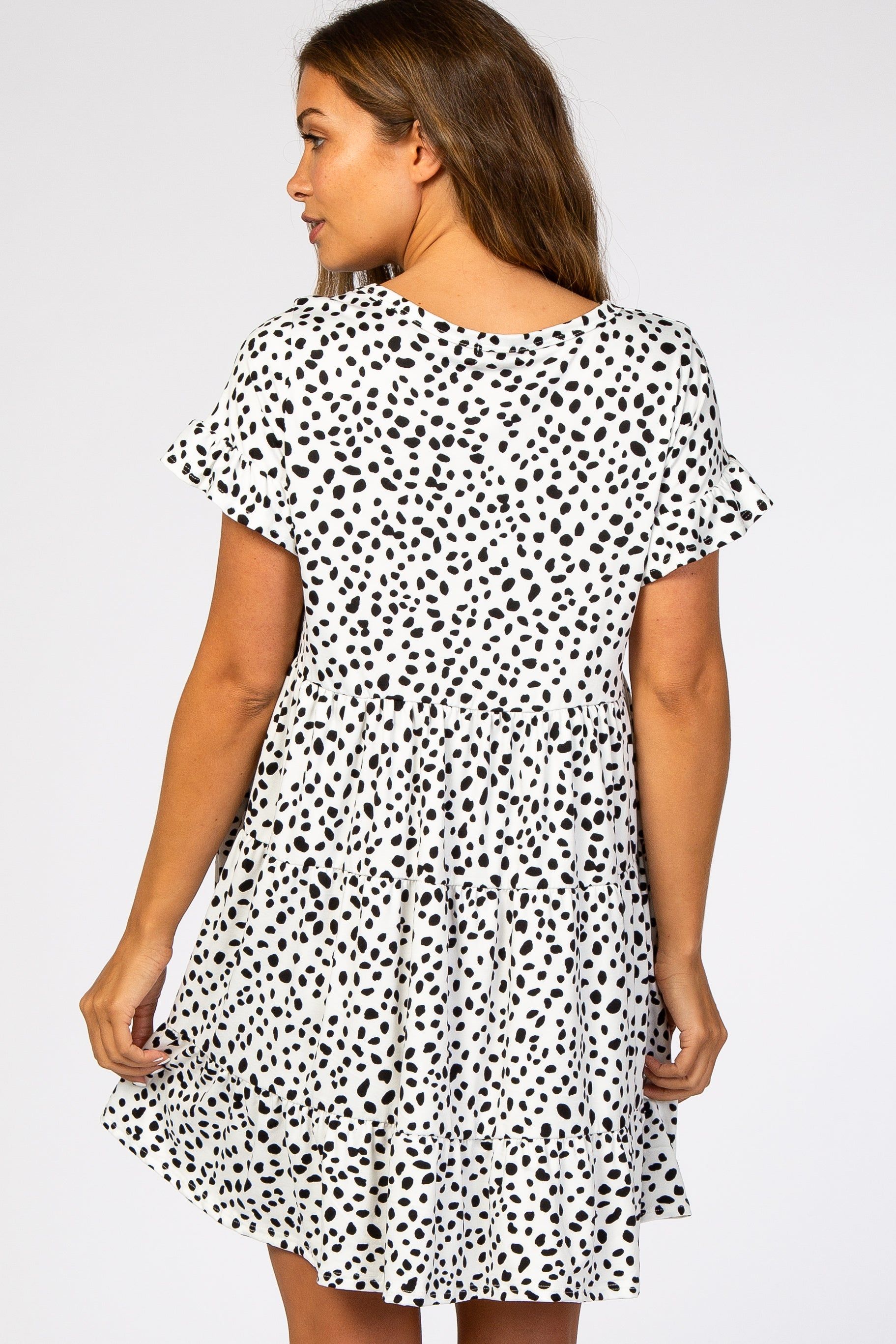 Ivory Animal Print Tiered Maternity Dress sold by Pinkblush product image thumbnail 3