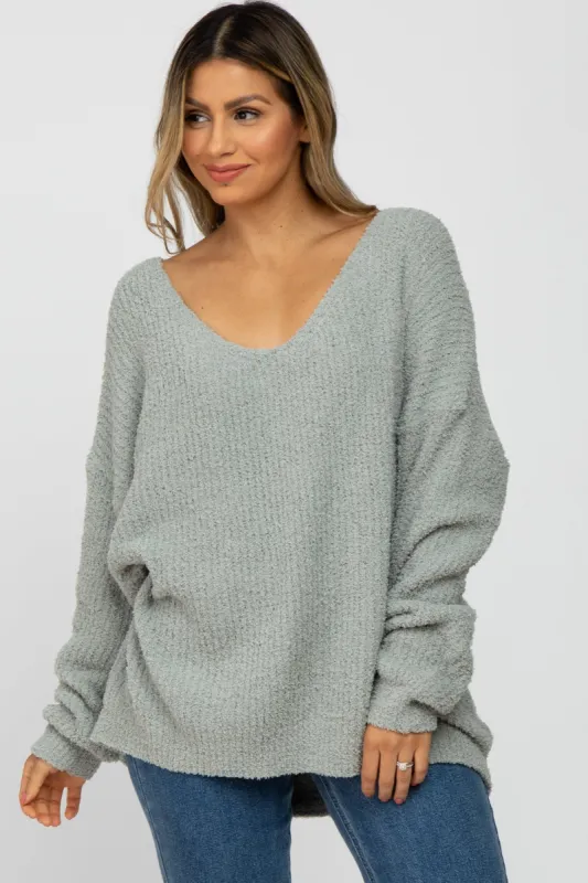 Mint Green V-Neck Soft Sweater sold by Pinkblush