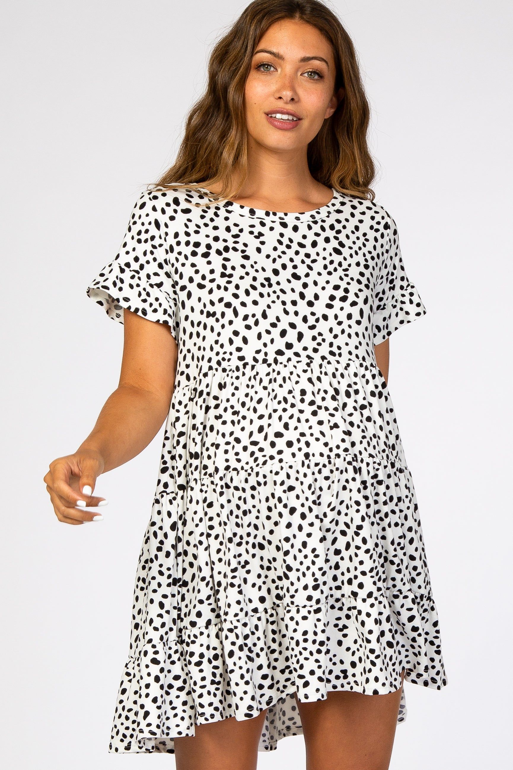 Ivory Animal Print Tiered Maternity Dress sold by Pinkblush product image thumbnail 4