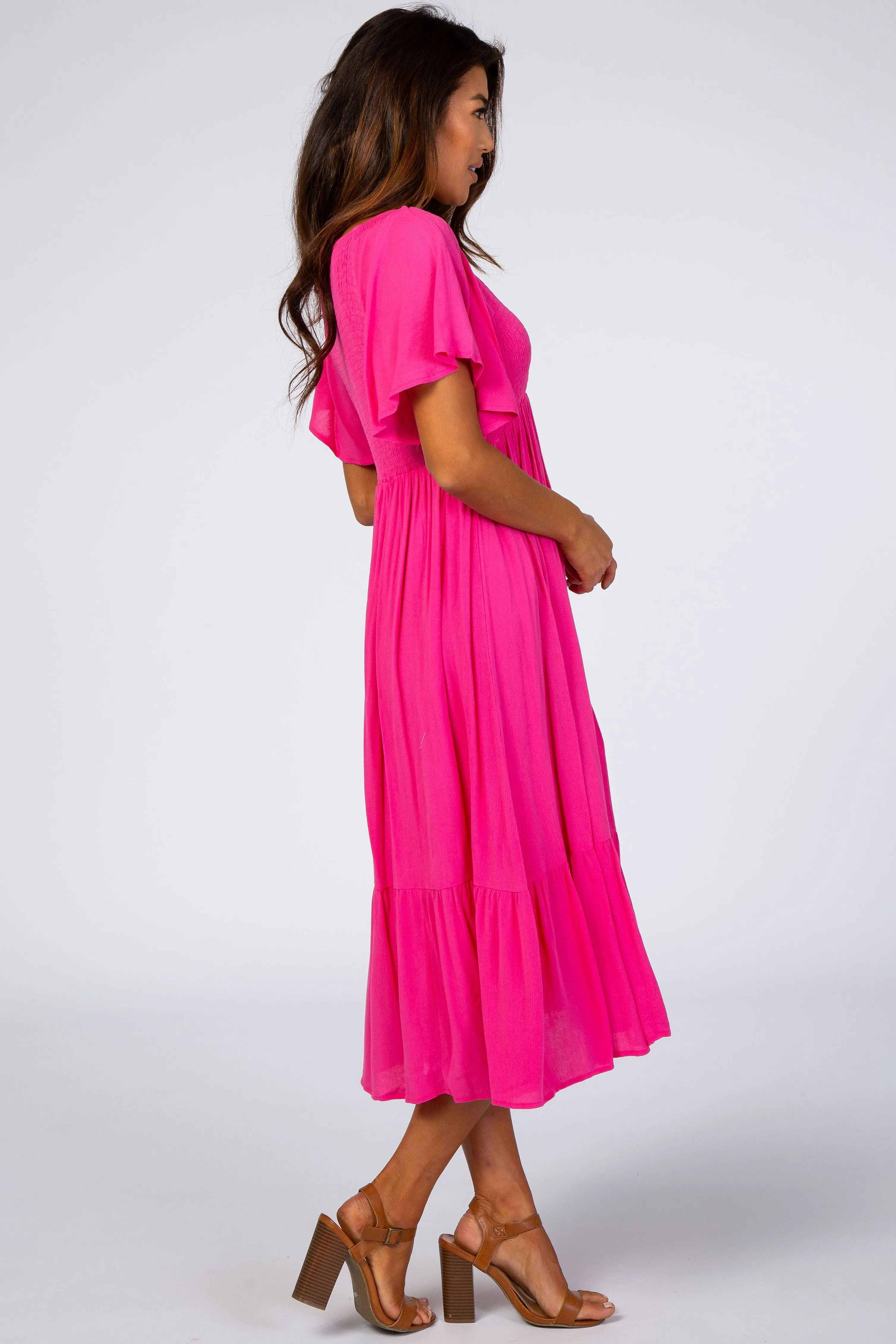 Fuchsia Smocked Ruffle Dress sold by Pinkblush product image thumbnail 2