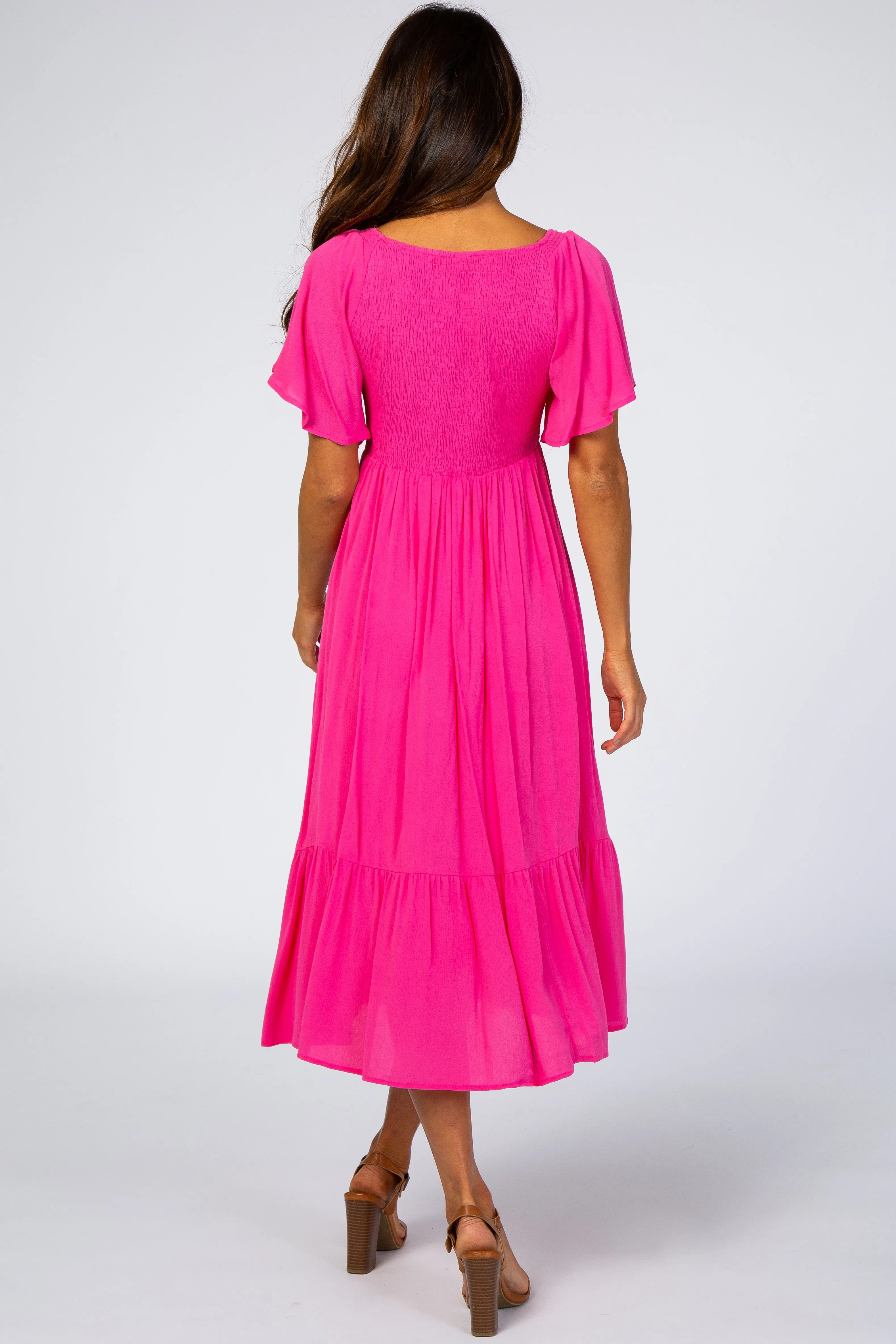 Fuchsia Smocked Ruffle Dress sold by Pinkblush product image thumbnail 3