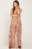 Camel Floral Sleeveless Maternity Jumpsuit sold by Pinkblush