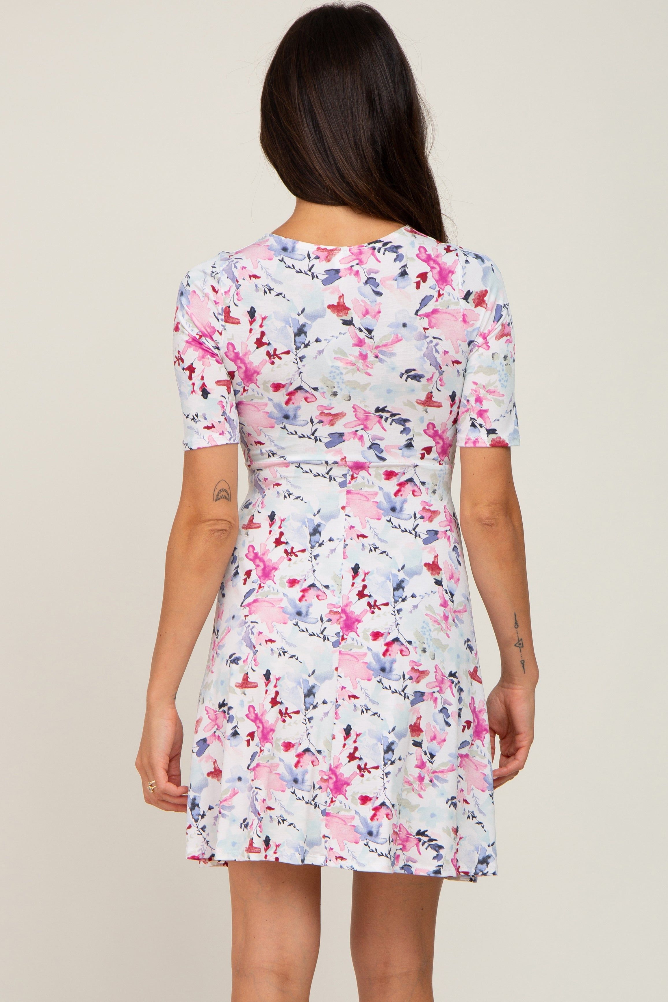 Ivory Floral Waist Tie Dress sold by Pinkblush product image thumbnail 3