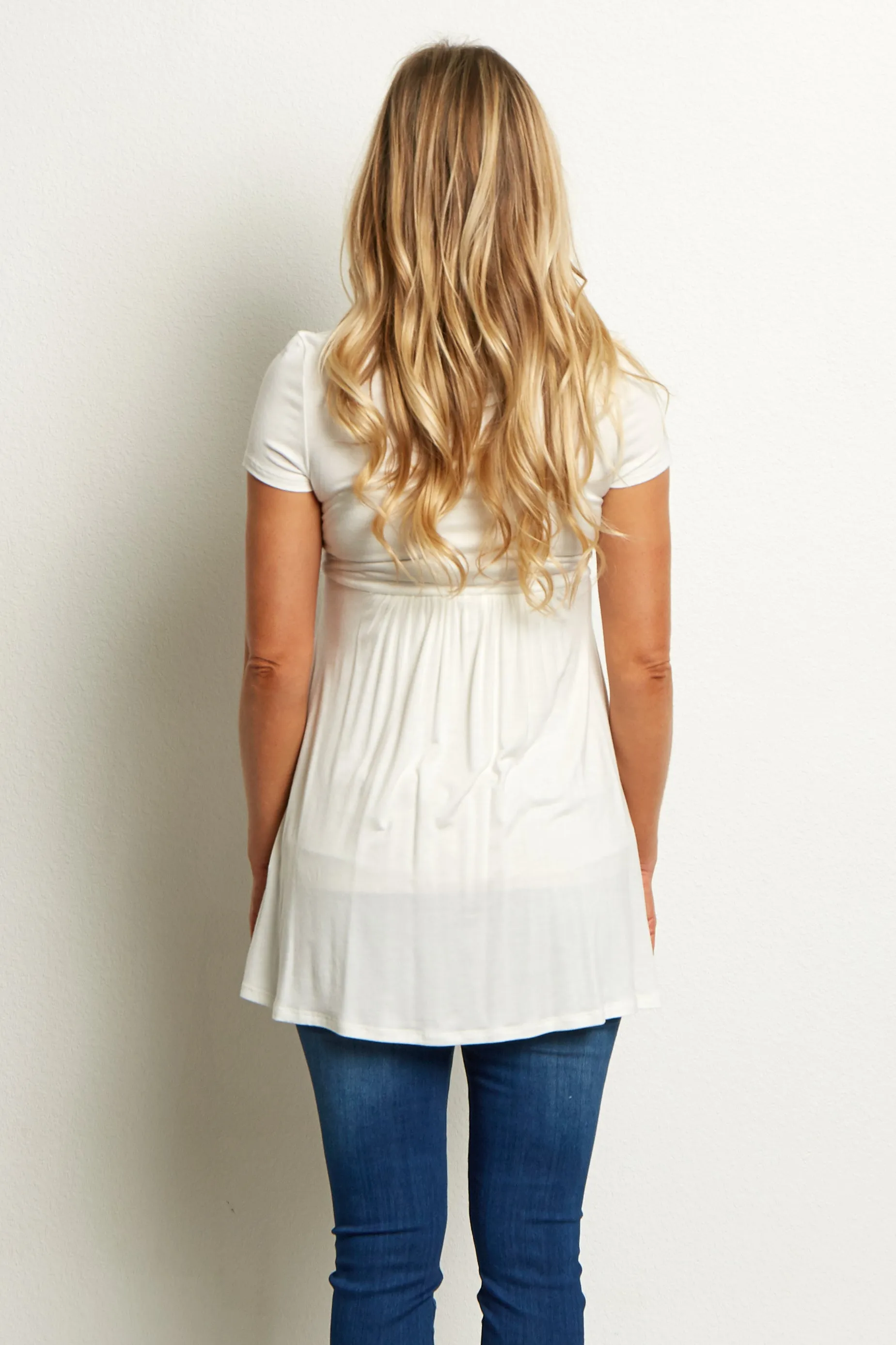 White Draped Front Maternity/Nursing Top sold by Pinkblush product image thumbnail 3