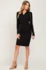 Black Ribbed Ruched Wrap Dress sold by Pinkblush