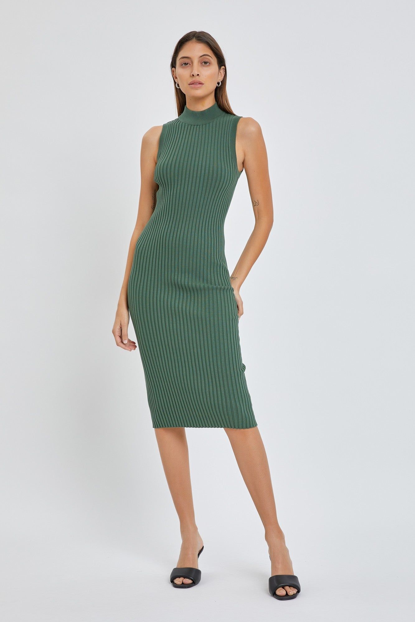 Green Ribbed Fitted Mock Neck Maternity Dress sold by Pinkblush product image thumbnail 5