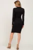 Black Ribbed Ruched Wrap Dress sold by Pinkblush