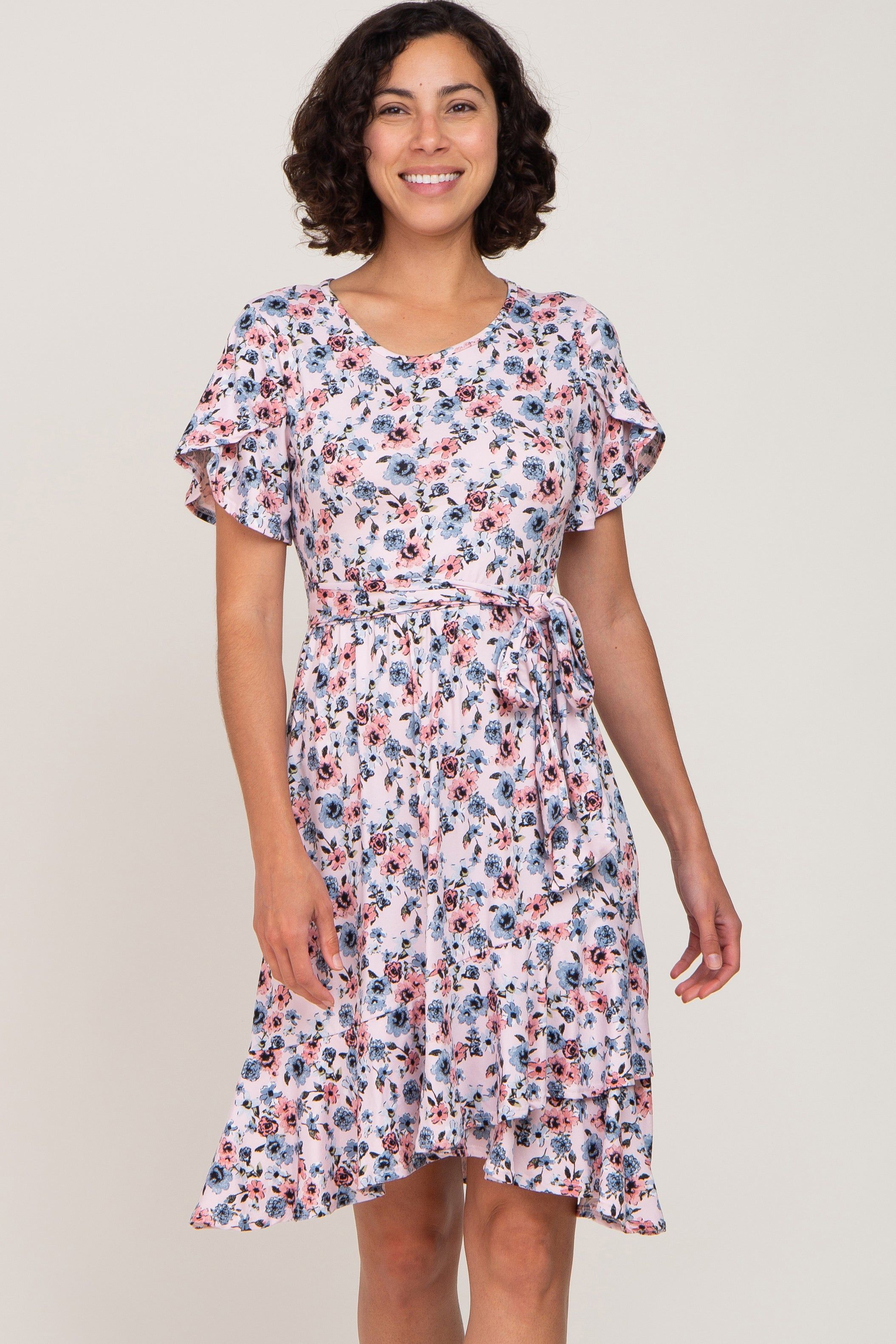 Pink Floral Ruffle Dress sold by Pinkblush