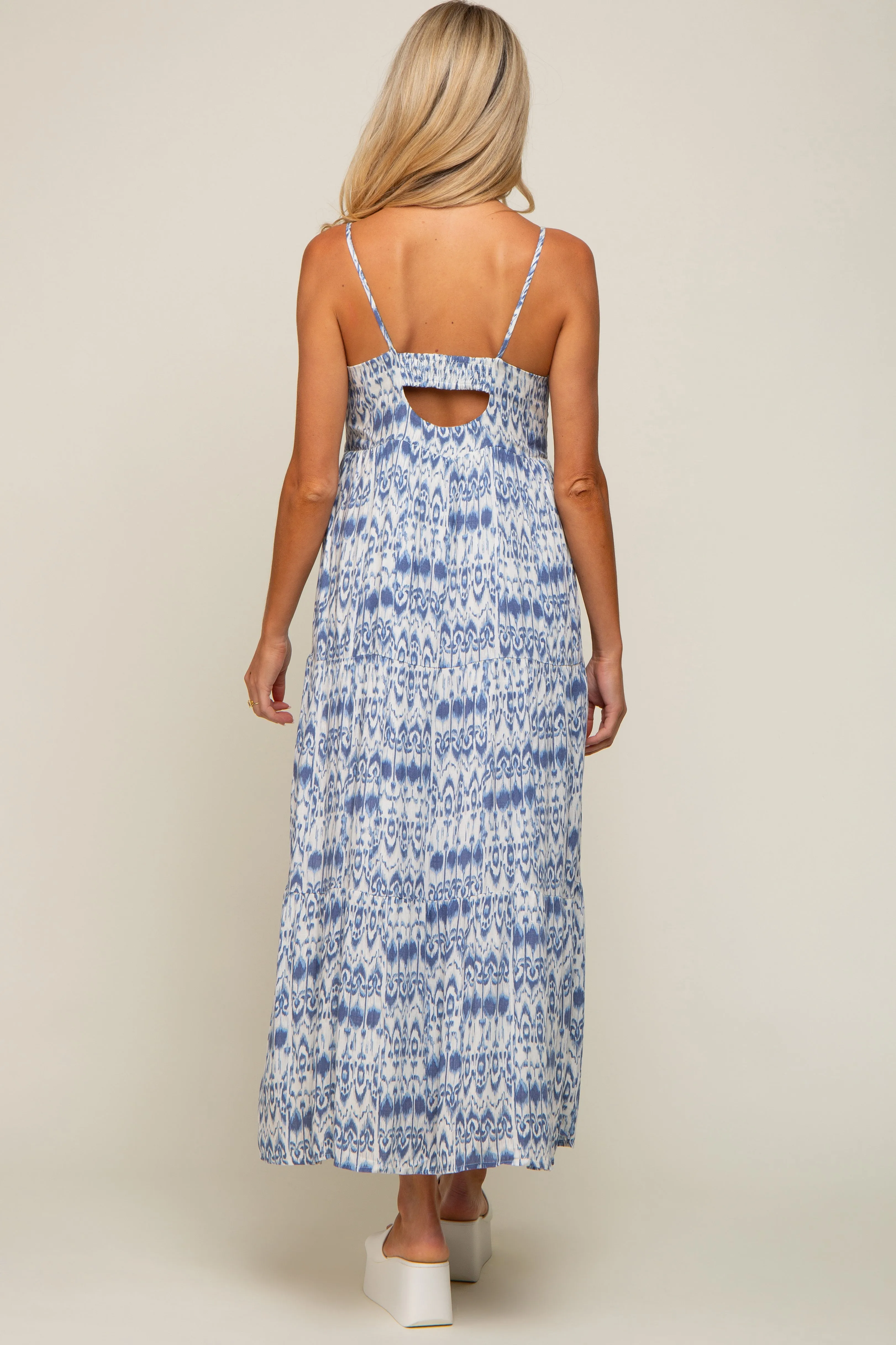 Blue Printed Tiered Maternity Maxi Dress sold by Pinkblush product image thumbnail 3