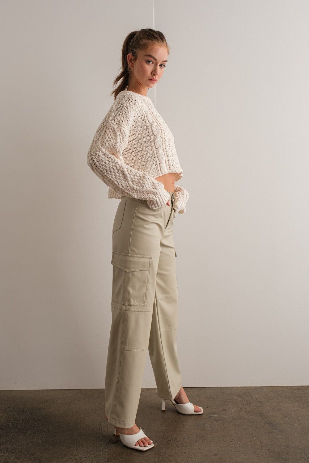 Ivory Loose Fit Cable Knit Sweater Pullover sold by Pinkblush product image thumbnail 4