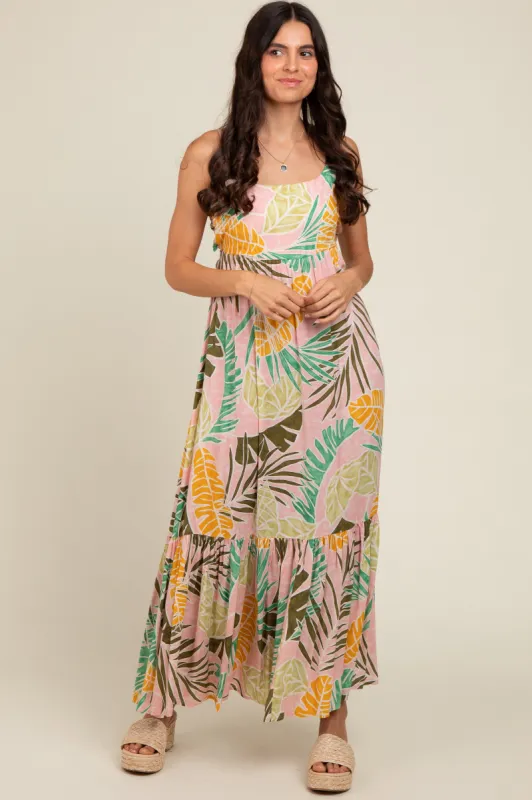 Pink Tropical Print Maxi Dress sold by Pinkblush