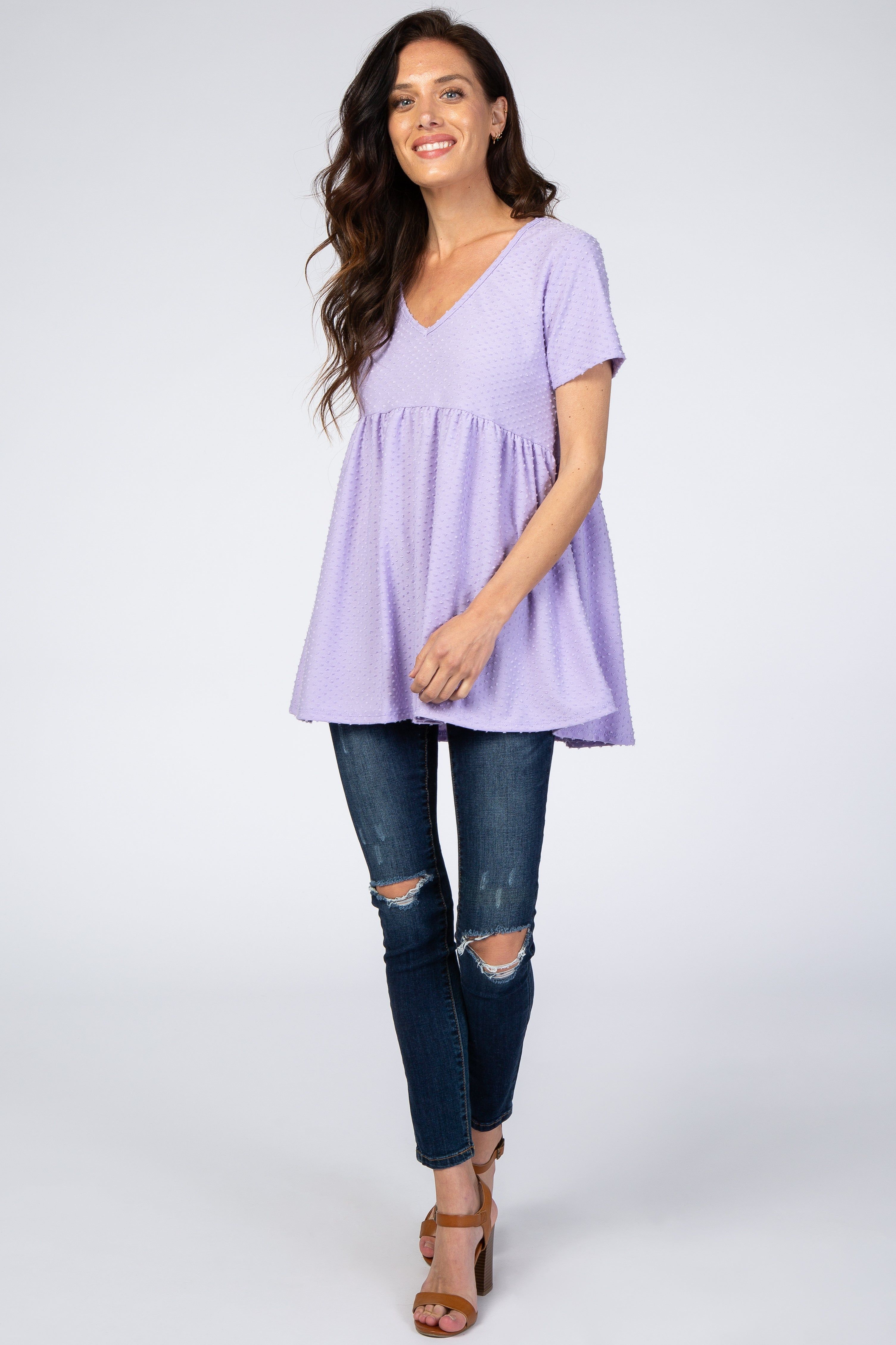 Lavender Swiss Dot Peplum Top sold by Pinkblush product image thumbnail 4