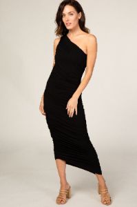 PinkBlush Black Ruched One Shoulder Dress sold by Pinkblush
