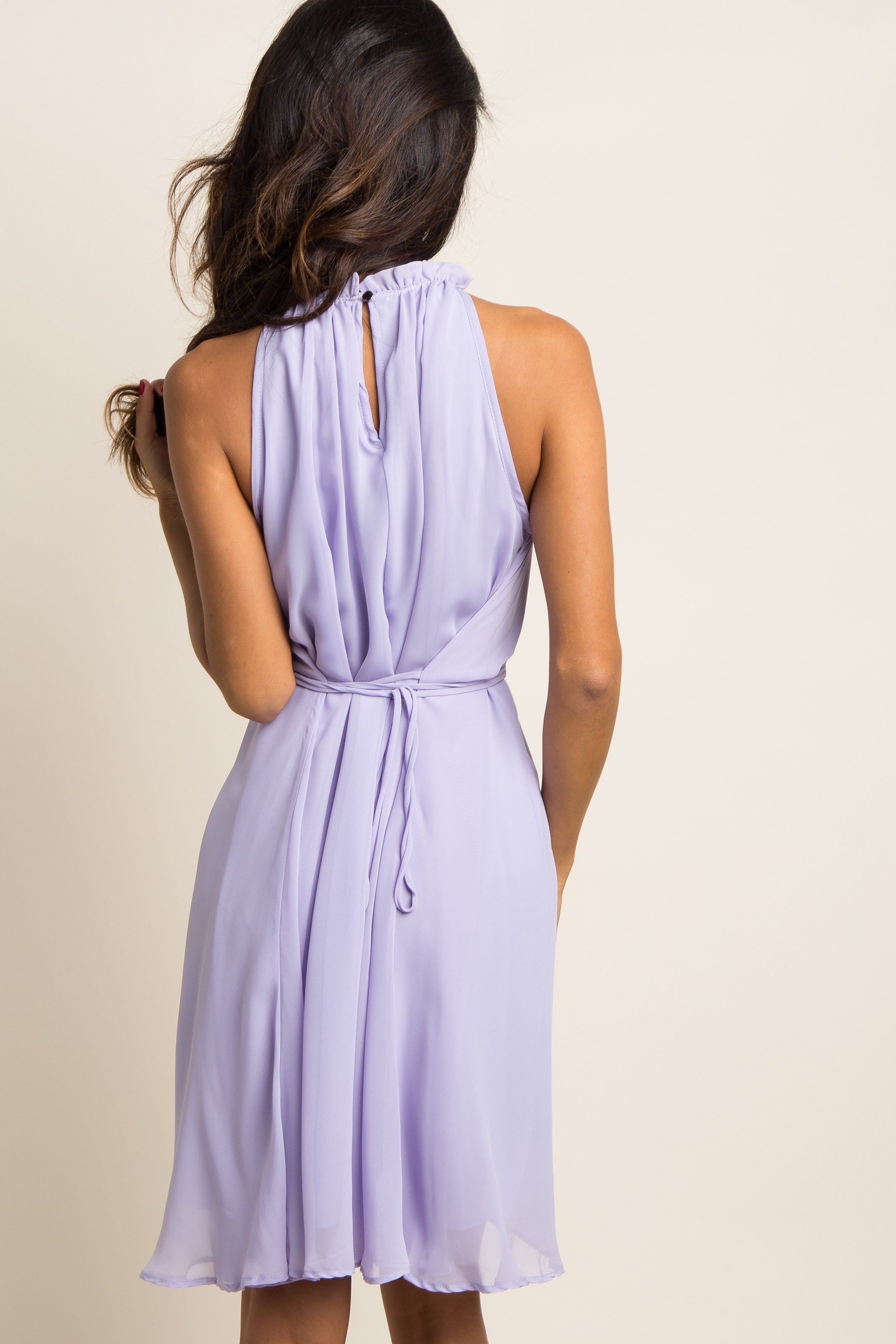 Lavender Chiffon High Neck Dress sold by Pinkblush product image thumbnail 3