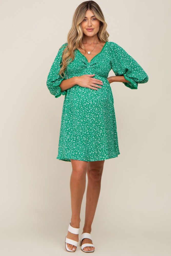 Green Floral 3/4 Sleeve Maternity Dress sold by Pinkblush product image thumbnail 5