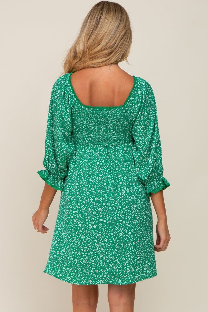 Green Floral 3/4 Sleeve Maternity Dress sold by Pinkblush product image thumbnail 3
