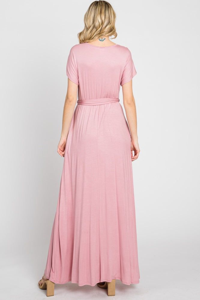 Mauve Basic Wrap Maxi Dress sold by Pinkblush product image thumbnail 3