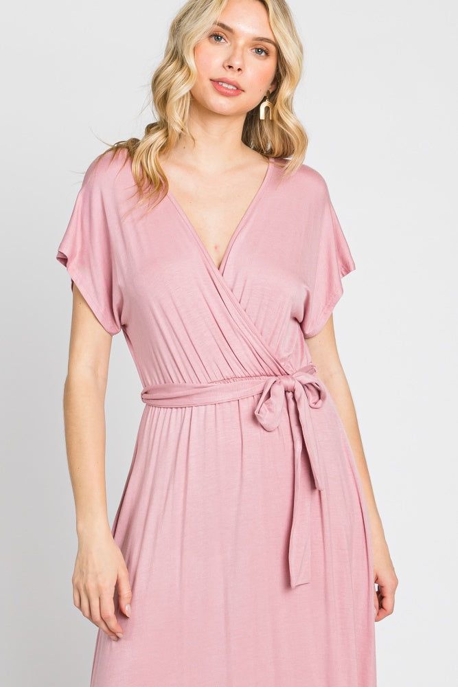 Mauve Basic Wrap Maxi Dress sold by Pinkblush product image thumbnail 4