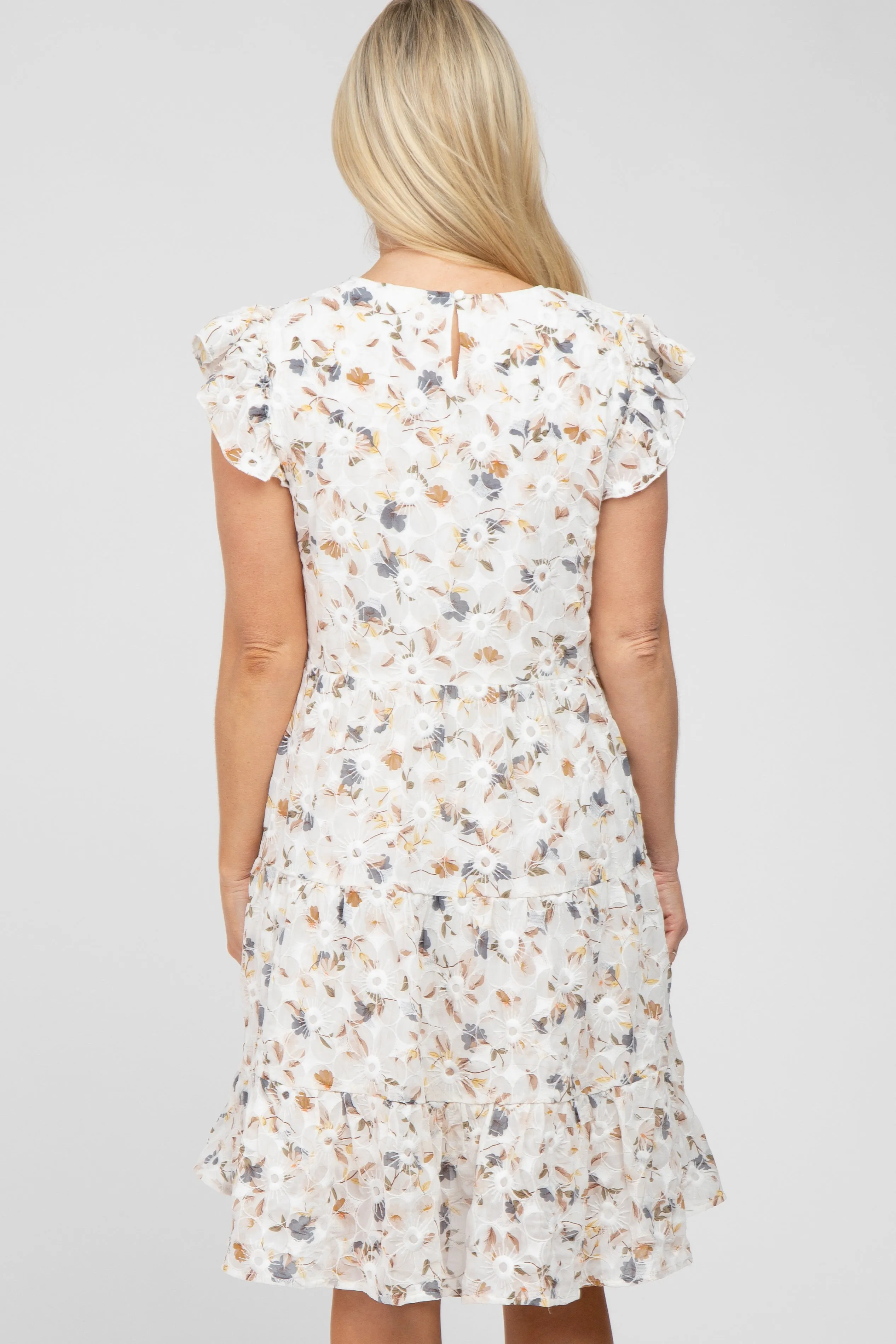 Ivory Floral Embroidered Tiered Maternity Dress sold by Pinkblush product image thumbnail 3