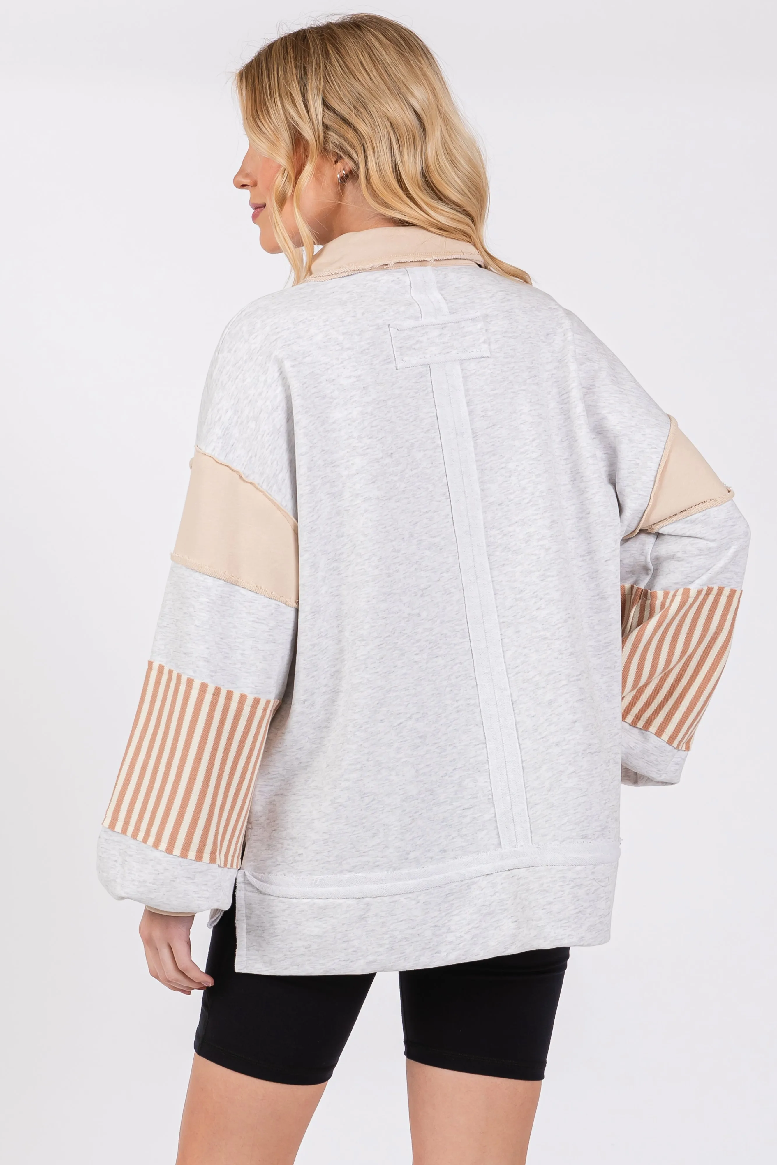 Heather Grey Colorblock Striped Long Sleeve Top sold by Pinkblush product image thumbnail 3
