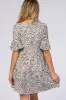 Beige Animal Print Ruffle Sleeve Maternity Dress sold by Pinkblush