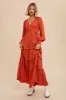 Rust Smocked Ruffle Tiered Maxi Dress sold by Pinkblush