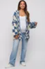 Blue Checkered Plaid Maternity Oversized Cardigan sold by Pinkblush