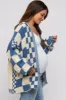 Blue Checkered Plaid Maternity Oversized Cardigan sold by Pinkblush
