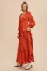Rust Smocked Ruffle Tiered Maxi Dress sold by Pinkblush