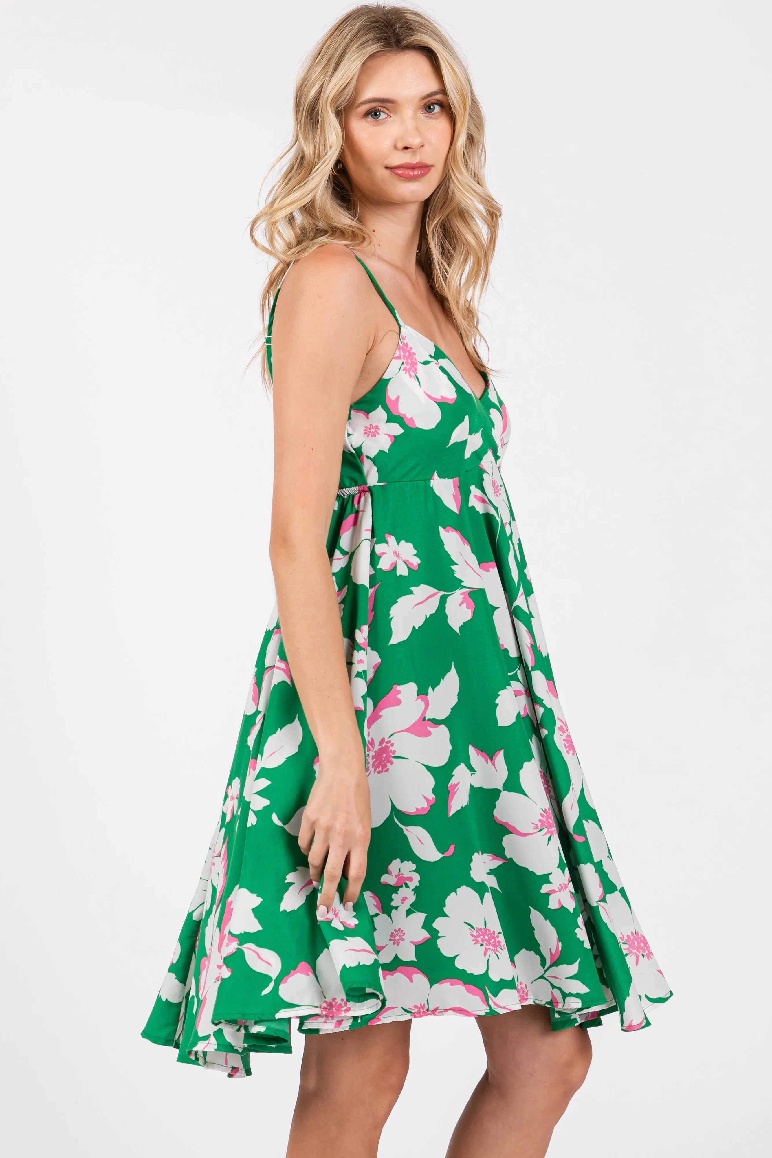 Green Floral Wrap Top Accent Dress sold by Pinkblush product image thumbnail 2