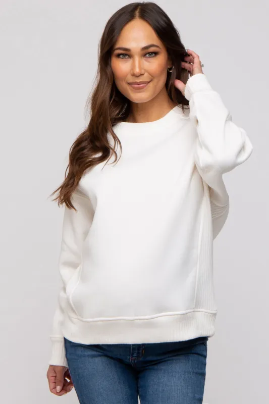 Ivory Pullover Maternity Terry Crewneck sold by Pinkblush