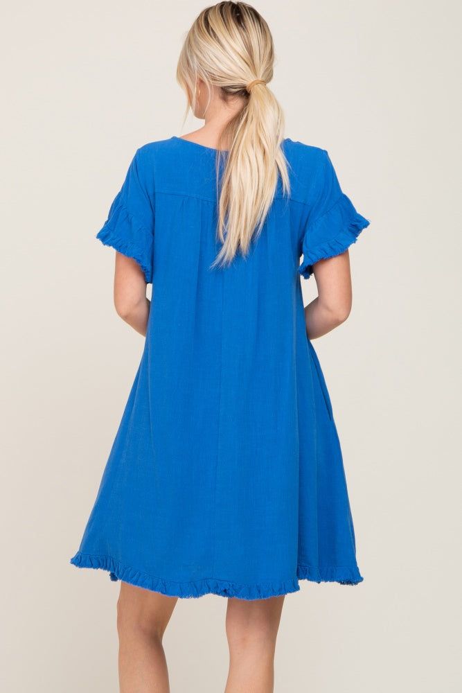 Royal Blue Fringe Linen Dress sold by Pinkblush product image thumbnail 3