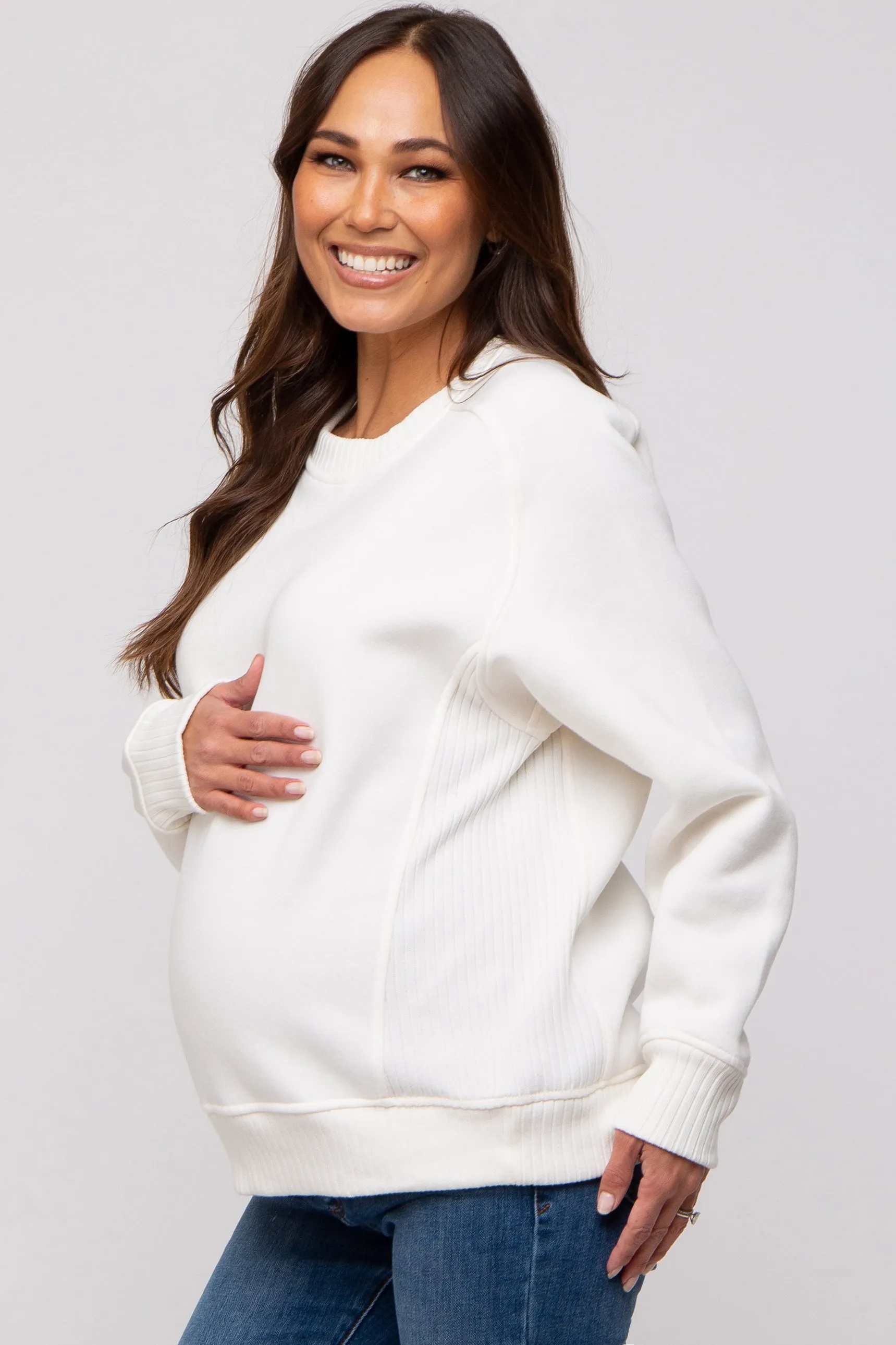Ivory Pullover Maternity Terry Crewneck sold by Pinkblush product image thumbnail 2