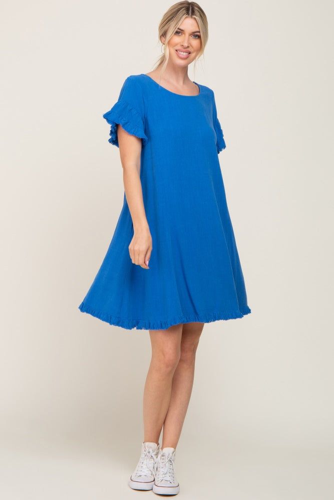 Royal Blue Fringe Linen Dress sold by Pinkblush product image thumbnail 4