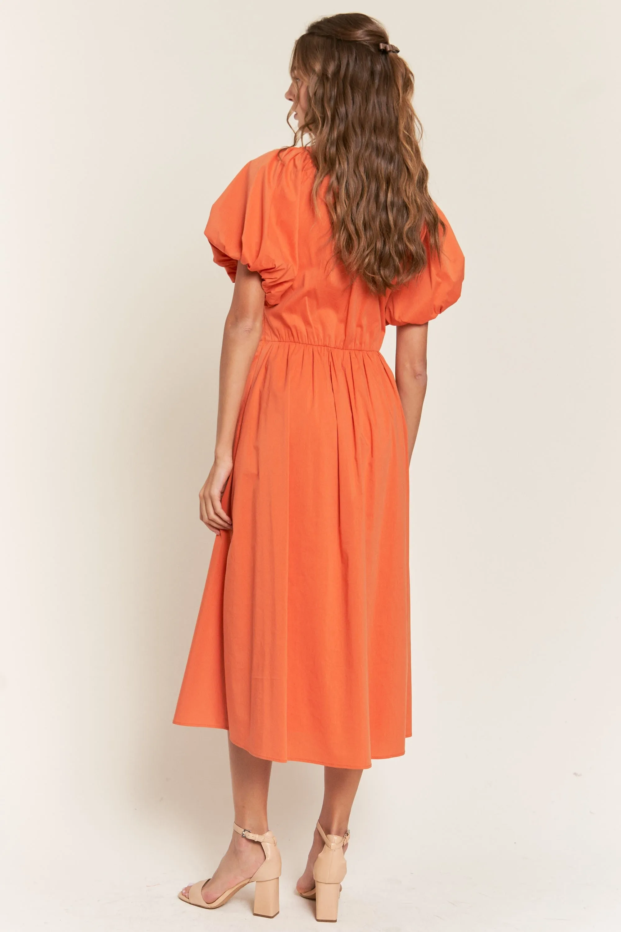 Rust V Neck Midi Dress sold by Pinkblush product image thumbnail 4