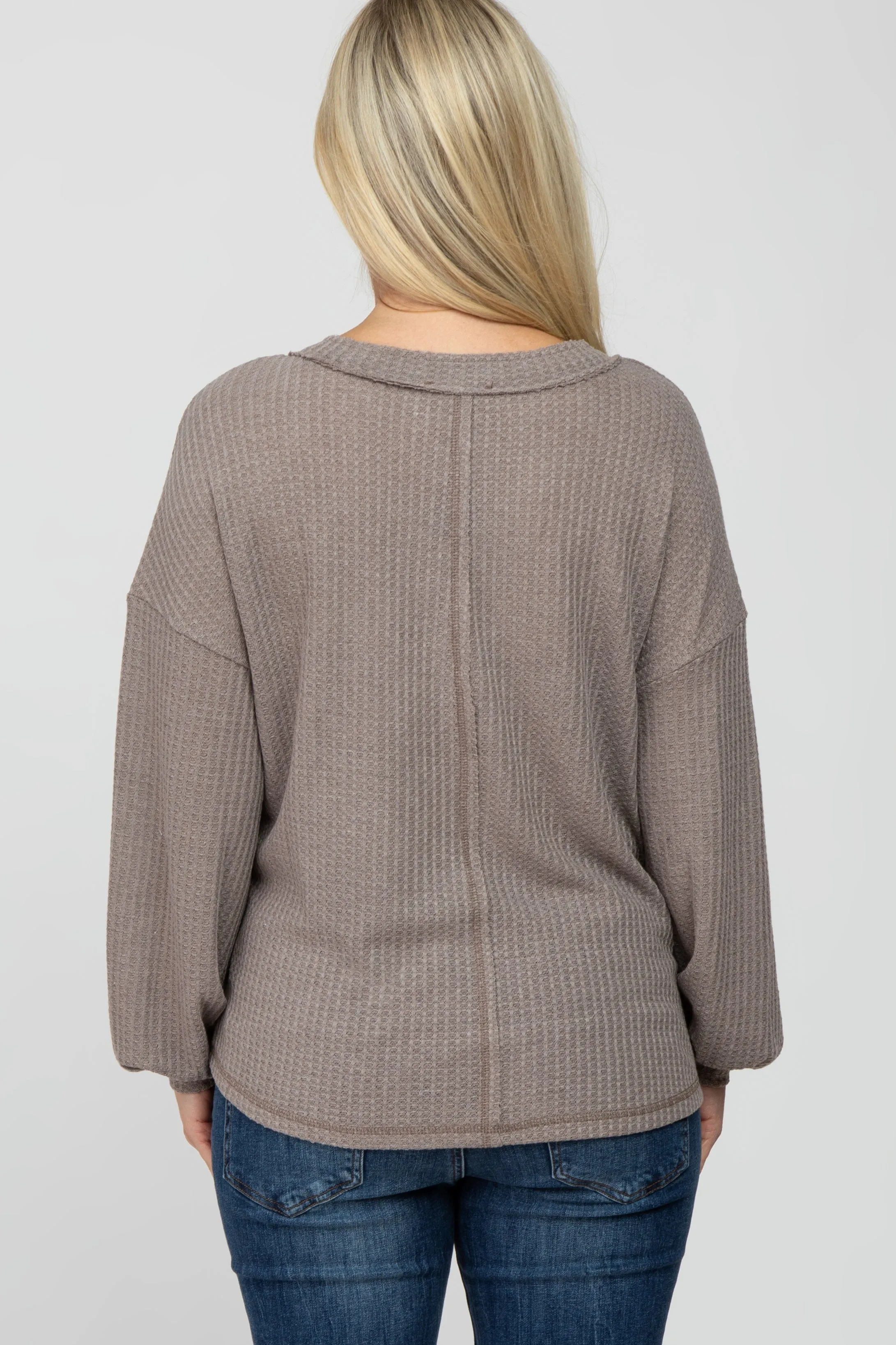 Mocha Waffle Knit Button Accent Maternity Top sold by Pinkblush product image thumbnail 4