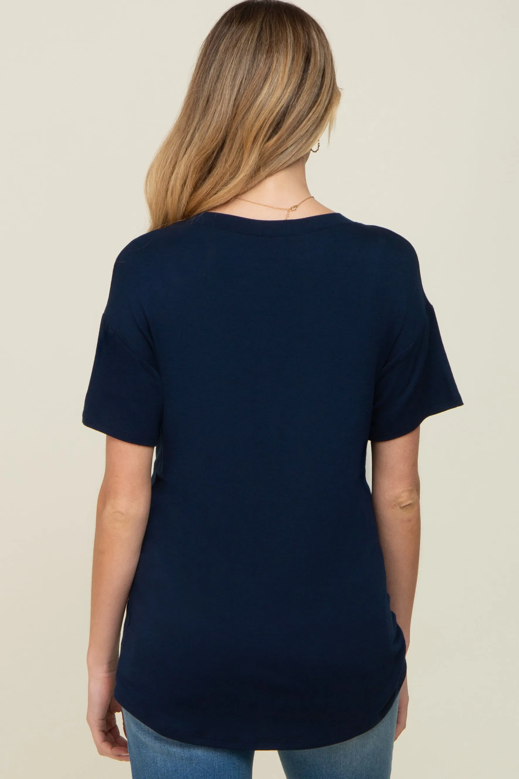 Navy V-Neck Basic Maternity Top sold by Pinkblush product image thumbnail 3