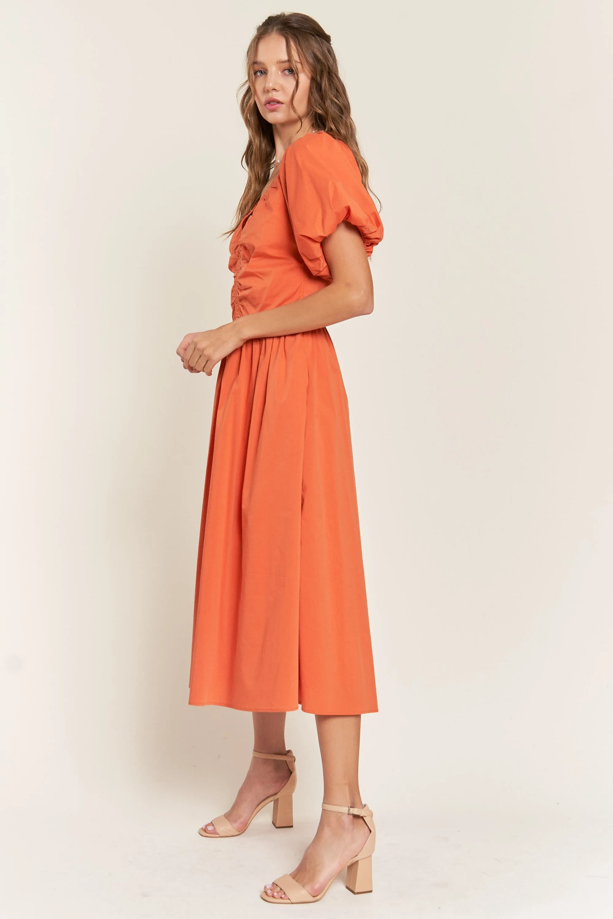 Rust V Neck Midi Dress sold by Pinkblush product image thumbnail 3