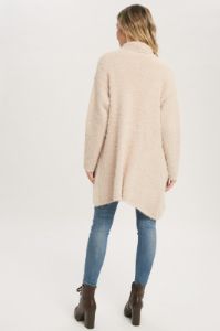Beige Fuzzy Knit Draped Cardigan sold by Pinkblush